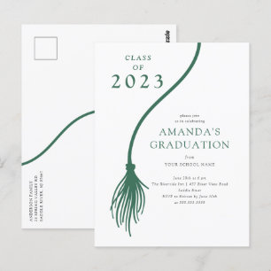 Carte postale moderne Green Tassel Graduation Part