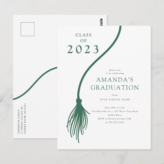 Carte postale moderne Green Tassel Graduation Part (Devant / Derrière)
