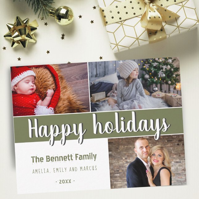 Carte Postale Moderne Joyeuses Fêtes Script 3 Photomontage (Créateur téléchargé)