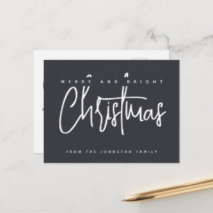 Carte Postale Moderne Joyeux et Lumineux Noël écriture simple