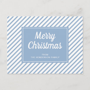 Carte Postale Moderne Joyeux Noël Rayures Bleues