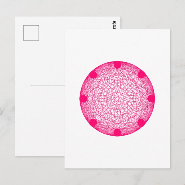 Carte postale moderne mandala rose néon – Personna (Devant / Derrière)