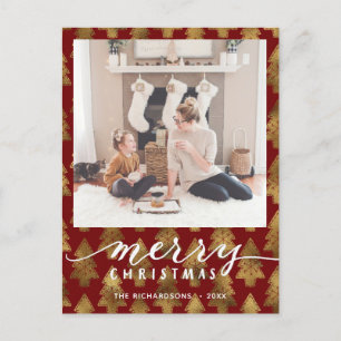 Carte Postale Moderne MERRY écriture élégante à carreaux de biso