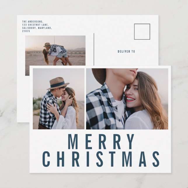 Carte Postale Moderne minima multi photo chic style Noël (Devant / Derrière)