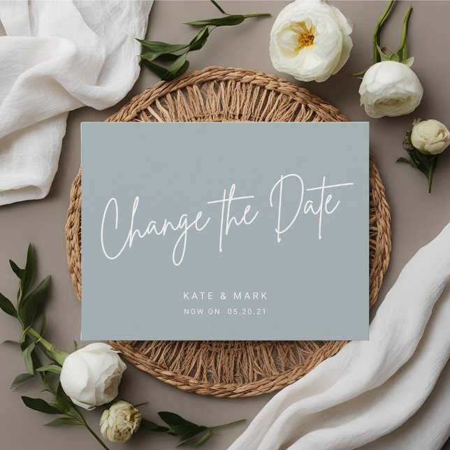 Carte Postale Moderne minimal bleu Modifier le Faire-part de dat (Créateur téléchargé)