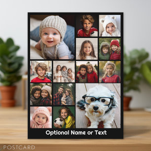 Carte Postale Moderne Minimaliste 14 Photo Collage Noir - Texte