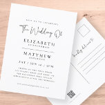 Carte Postale Moderne minimaliste Élégant Mariage simple<br><div class="desc">Composé de script cursif et de typographie serif. Le tout sur fond de blanc pur. Ces éléments sont modernes,  simples et chics. Il est conçu par White Paper Birch Co. exclusif pour Zazzle. Disponible ici : http://www.zazzle.com/store/whitepaperbirch</div>