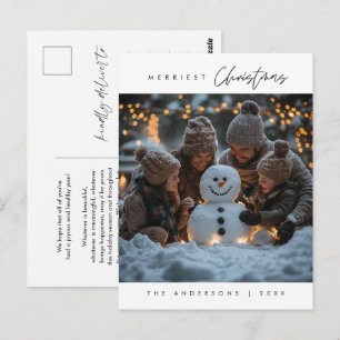 Carte Postale Moderne Minimaliste, Joyeux Noël Photo de Famille