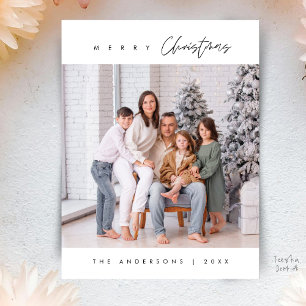 Carte Postale Moderne Minimaliste, Joyeux Noël Photo de famille