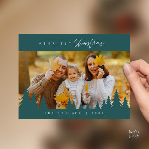 Carte Postale Moderne Minimaliste, Joyeux Noël Photo de Famille