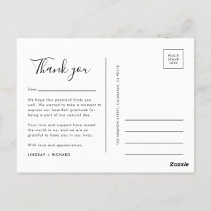 Carte Postale Moderne minimaliste nettoyer Mariage de typographi