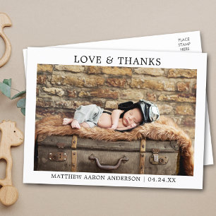 Carte Postale Moderne Minimaliste Simple Bébé Amour et Remerciem