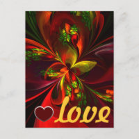 Moderne motif d'art abstrait floral rouge et vert 