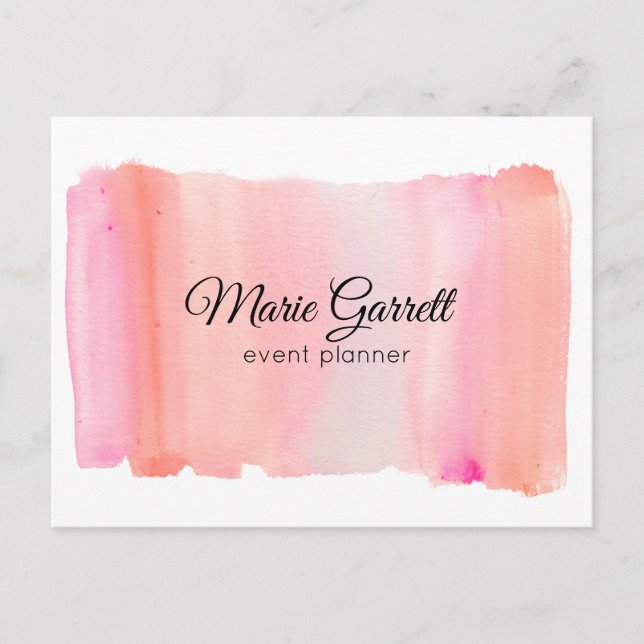 Carte Postale Moderne Pink Aquarelle Brush Marketing (Devant)