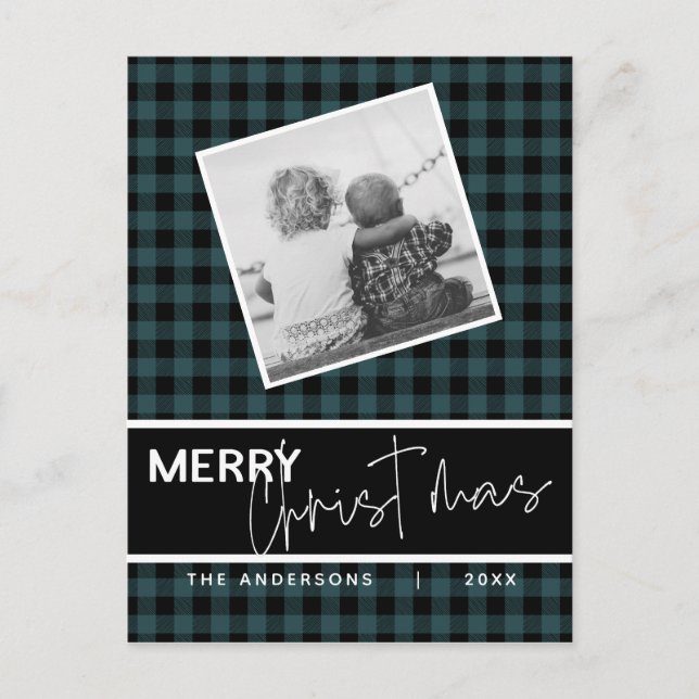 Carte Postale Moderne Plaid de Noël Rustique Photo (Devant)