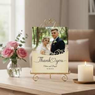 Carte Postale Moderne Remerciement de Mariage à Plat de Coeur d'