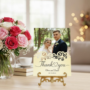 Carte Postale Moderne Remerciement Mariage Coeur Amour à plat Sc