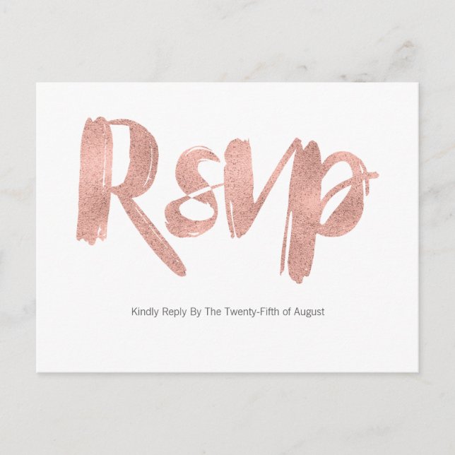 Carte postale moderne Rose Gold Love Wedding RSVP (Devant)