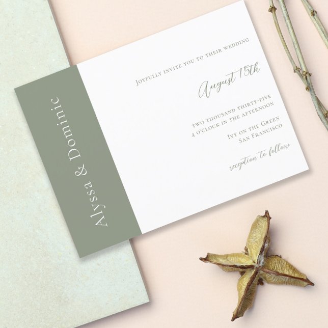 Carte Postale Moderne Sage Green QR Code RSVP Mariage en ligne (Créateur téléchargé)