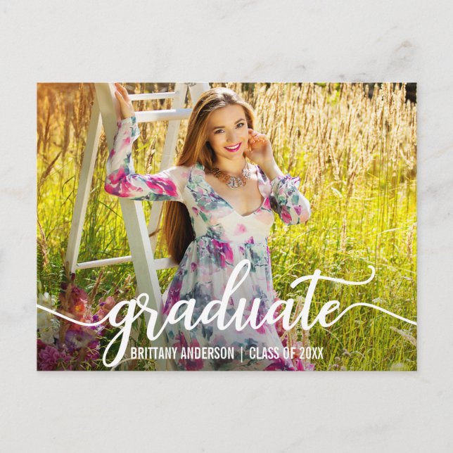 Carte Postale Moderne Script Graduation Party Invitation Photo W (Devant)