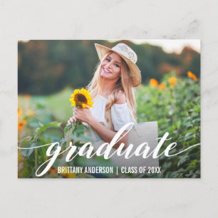 Carte Postale Moderne Script Graduation Party Invitation Photo W