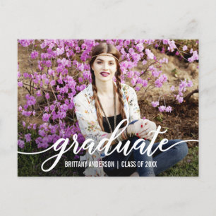 Carte Postale Moderne Script Graduation Party Photo Invitation W