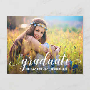 Carte Postale Moderne Script Graduation Party Photo Invitation W