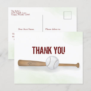Carte Postale Moderne Simple Baseball Merci Aquarelle