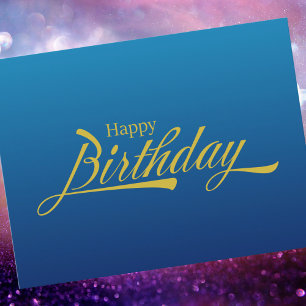 Carte Postale Moderne Simple Bleu Aquarelle Joyeux Anniversaire