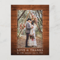Moderne Simple Bois Amour Merci Mariage Photo