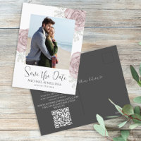 Moderne simple Dusty Rose Floral Photo QR Code