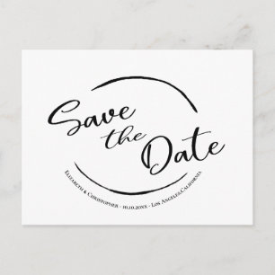 Carte Postale Moderne Simple Enregistrer Le Logo Date Noir Blanc