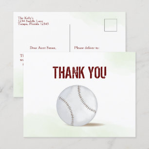 Carte Postale Moderne Simple Merci Aquarelle Baseball