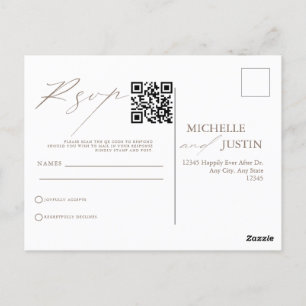 Carte Postale Moderne Simple Minimaliste Mariage QR Code RSVP Po