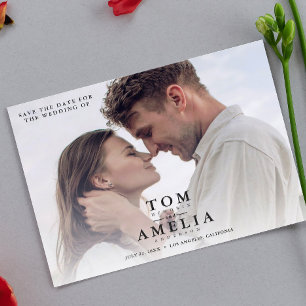 Carte Postale Moderne Simple Photo Save The Date QR Code Mariage