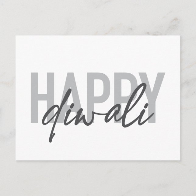 Carte Postale Moderne, simple, typographie cool Joyeux Diwali (Devant)