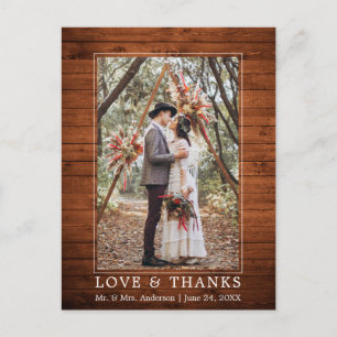 Carte Postale Moderne Simple Wood Love Merci photo Mariage