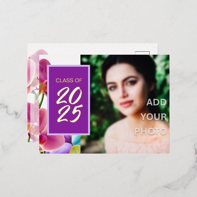 Carte Postale Moderne Stylish Foil Graduation Invi (Recto/Verso)