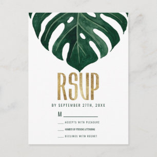 Carte Postale Moderne Tropical Swiss Fromage Leaf Gold RSVP