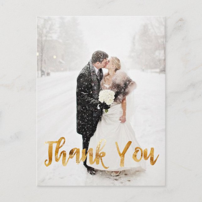 Carte Postale Moderne, Typographie Or, Merci (Devant)