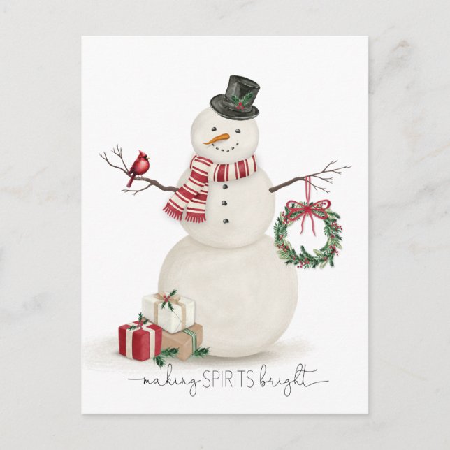 Carte Postale Moderne vintage Holiday snowman (Devant)