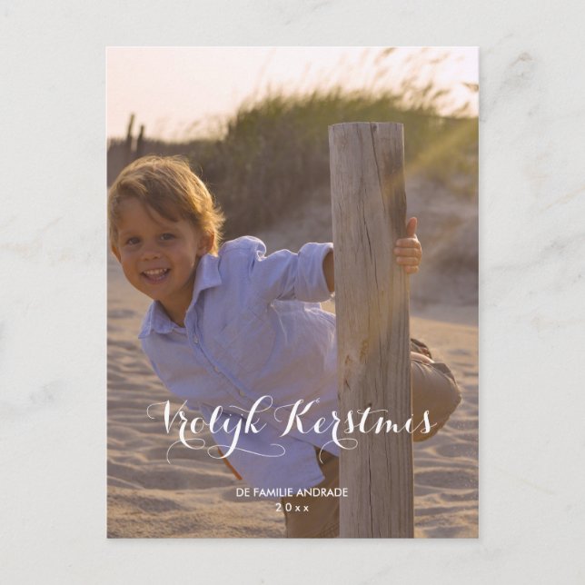 Carte Postale Moderne Vrolijk Kerstmis Foto Design Personnalisee (Devant)