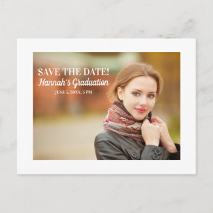 Carte Postale Moderne White Graduation Enregistrer Date Paysage 