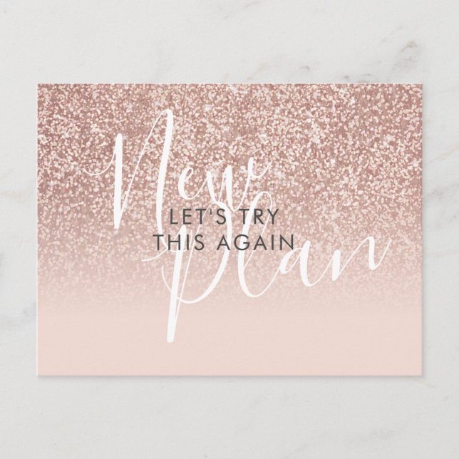 Carte Postale Modifier la date de l'événement reporté Rose Gold  (Devant)