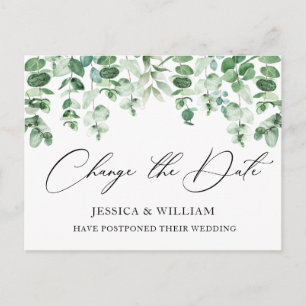 Carte Postale Modifier la date Elegant Eucalyptus Mariage