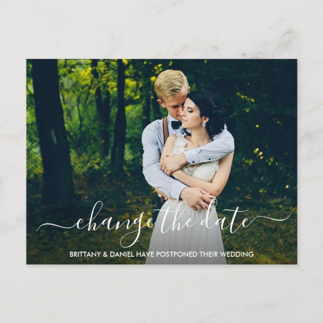 Carte Postale Modifier La Date Moderne Design Script Photo (Devant)