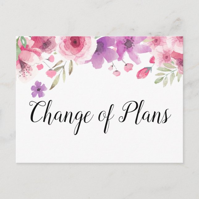 Carte Postale Modifier la date reportée événement annulé Floral (Devant)