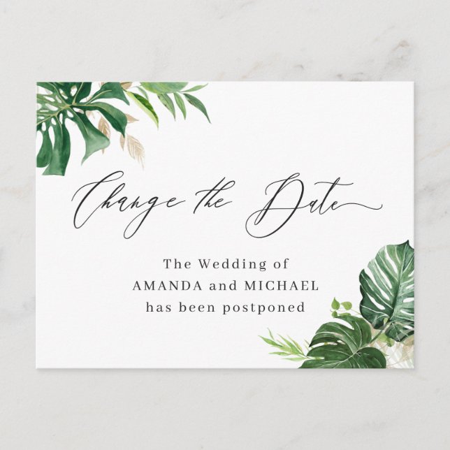 Carte Postale Modifier le Feuille de palme tropicale du script d (Devant)