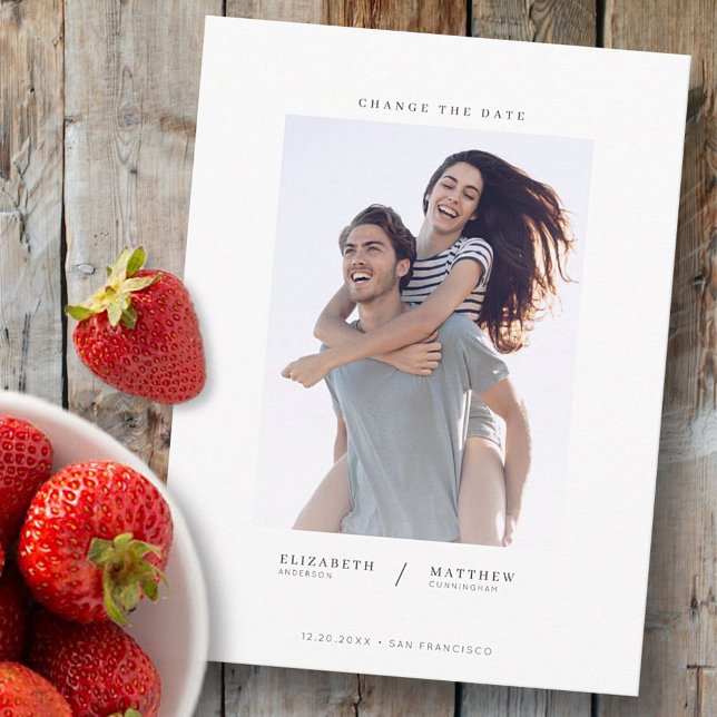 Carte Postale Modifier le Mariage photo personnalisé Date Simple (Créateur téléchargé)