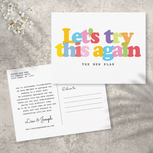 Carte Postale Modifier L'Événement Date Reportée Coloré (Créateur téléchargé)